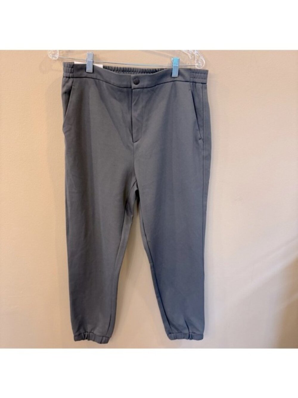 Uniqlo Womens Ponte Jogger Pants Large Green Waist 30-32 Elastic Cuff Taper NWT